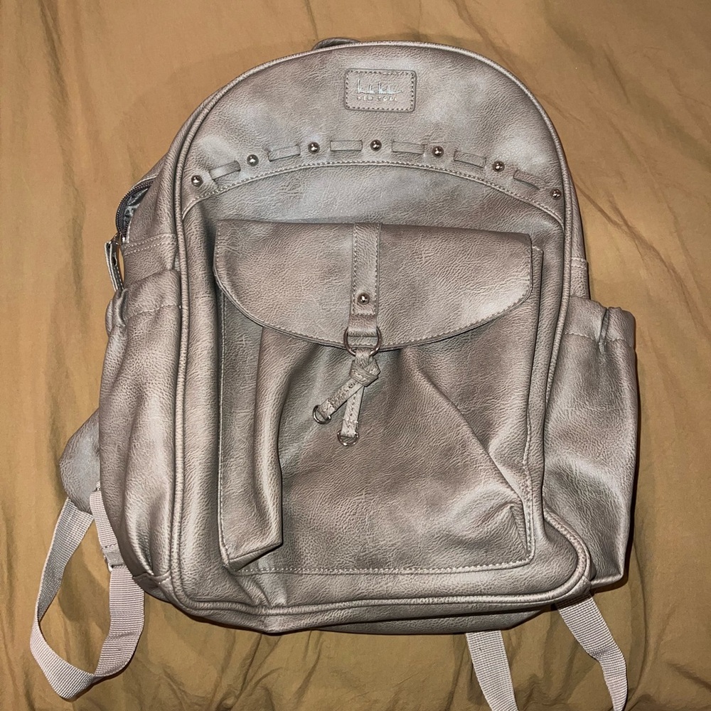 Nicole Miller Gray Faux Leather Backpack